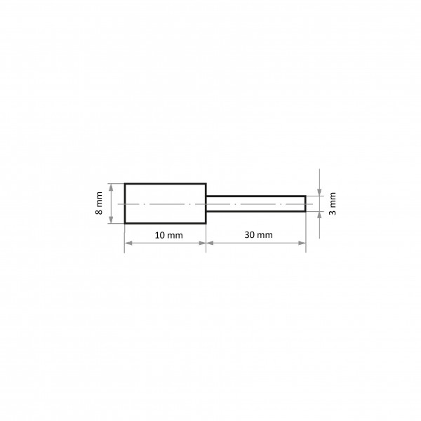 20 Stk | Polierstift P2ZY Zylinderform 8x10 mm Korn 46 | Schaft 3 mm
