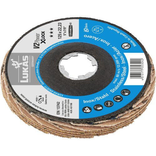 10 Stk | Fächerschleifscheibe V2 POWER Ø 125 mm Ceramic Korn 60 | für X-Lock Winkelschleifer | flach